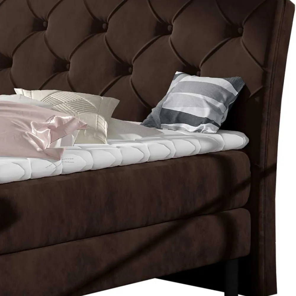Wohnen Betten<Chesterfield Polsterbett in Dunkelbraun Velours - Partiona