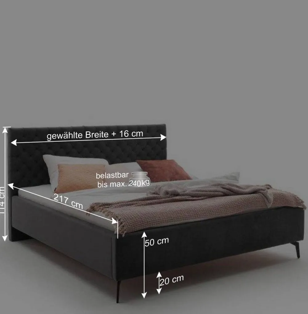 Wohnen Betten<Chesterfield Samtbett in Anthrazit - Satos