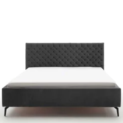 Wohnen Betten<Chesterfield Samtbett in Anthrazit - Satos