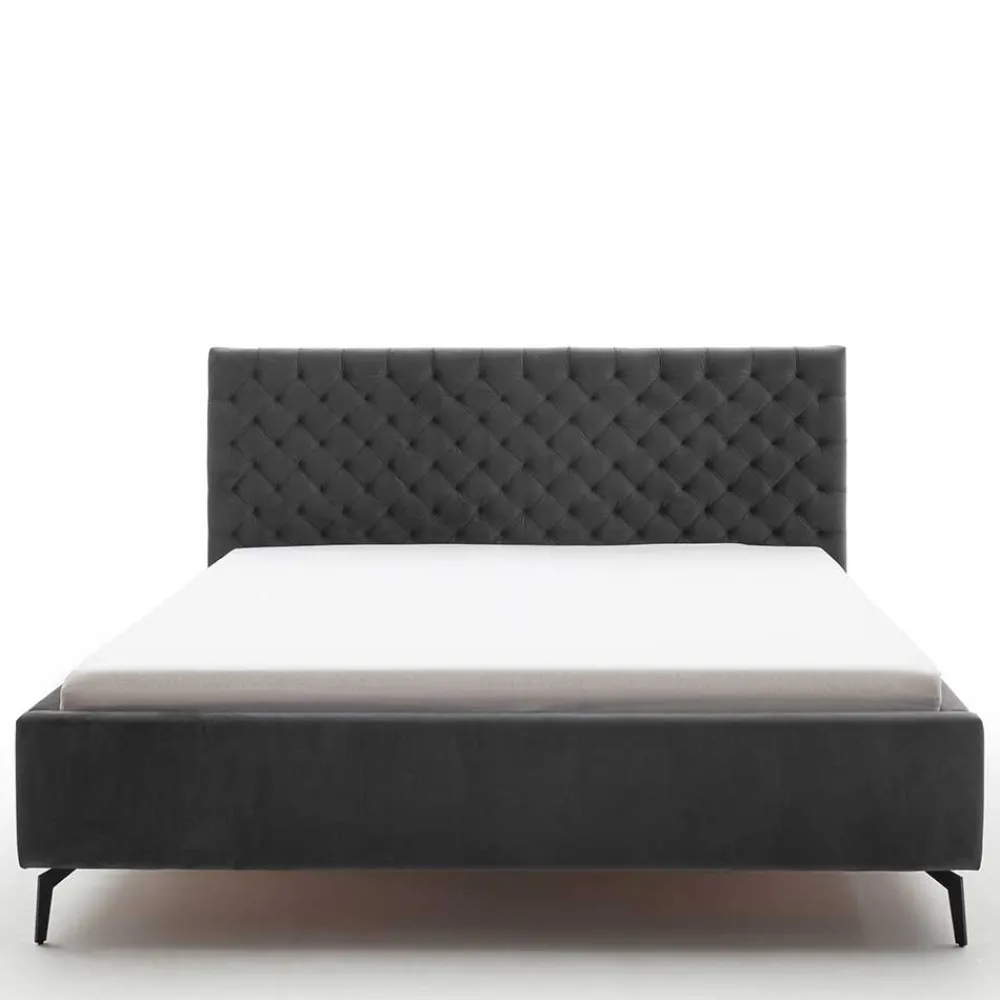 Wohnen Betten<Chesterfield Samtbett in Anthrazit - Satos