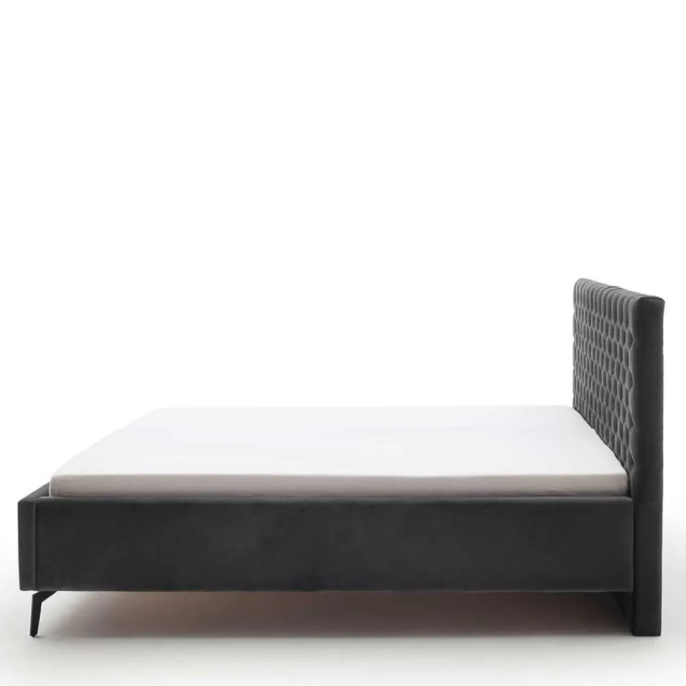 Wohnen Betten<Chesterfield Samtbett in Anthrazit - Satos