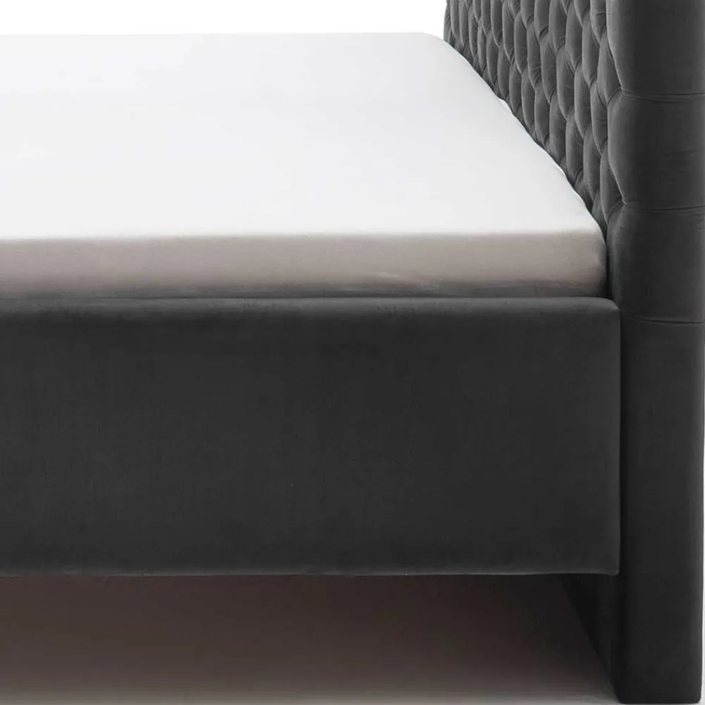 Wohnen Betten<Chesterfield Samtbett in Anthrazit - Satos