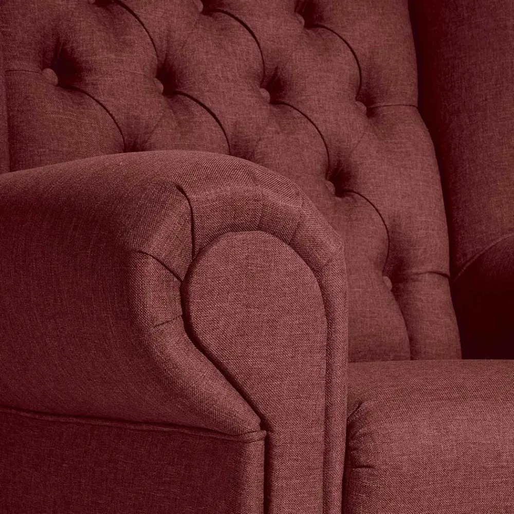 Wohnen Sessel<Chesterfield Sessel in Rot und Nussbaum - Giaz