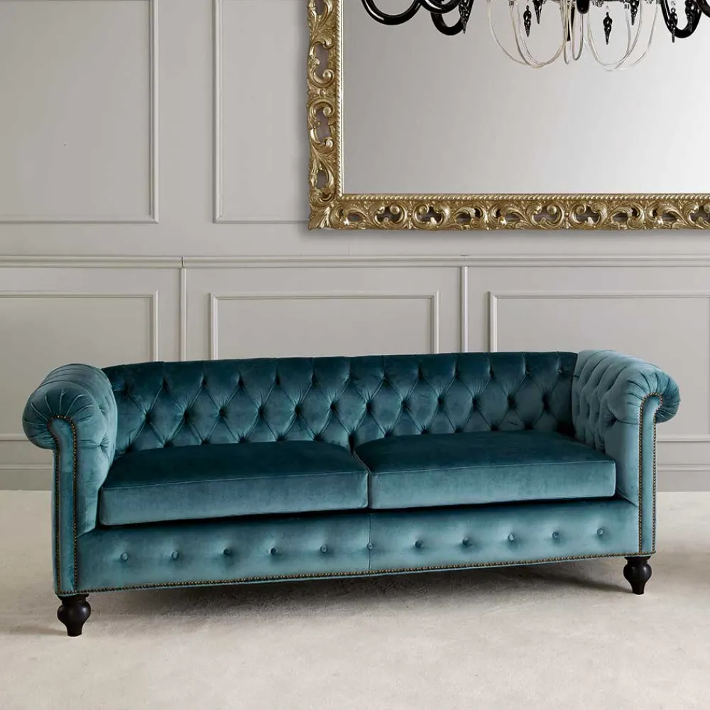 Wohnen Sofas<Chesterfield Sofa aus Samt in Petrol - Maduera