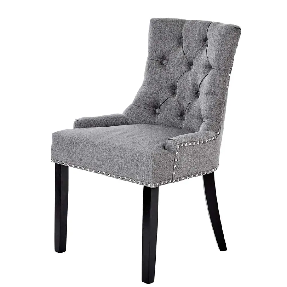 Wohnen Stühle<Chesterfield Stuhl in Grau meliert und Schwarz - Menton