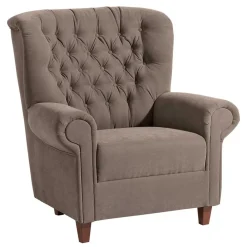 Wohnen Sessel<Chesterfield Velours-Sessel in Beigegrau - Georgetta