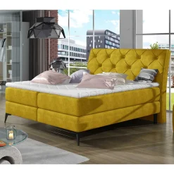 Wohnen Betten<Chesterfieldbett in Currygelb Stoff - Friscura