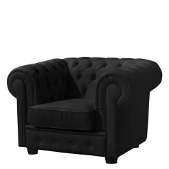 Wohnen Sessel<Chesterfield-Sessel in Schwarz Kunstleder - Riscos