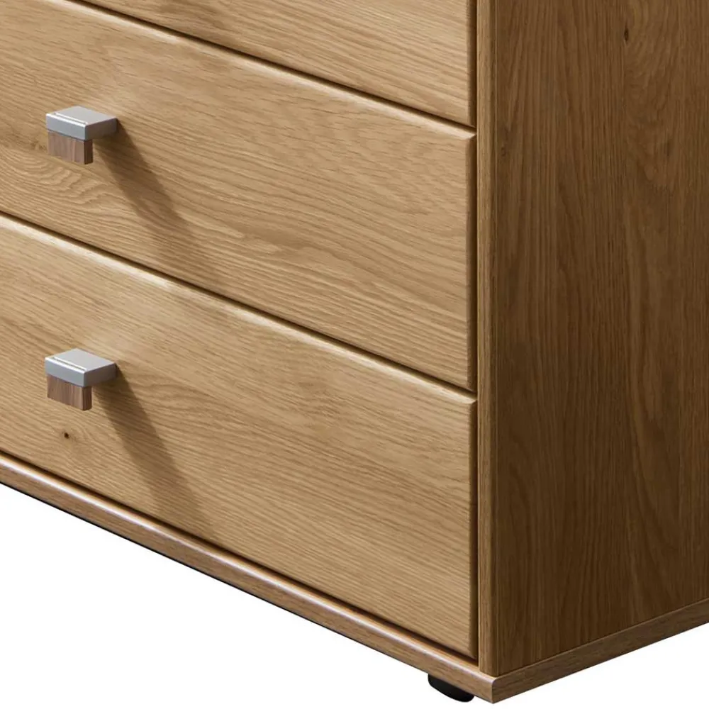 Wohnen Sideboards<141cm 5 Schubladen Kommode in Eiche & Beige - Emdsiva