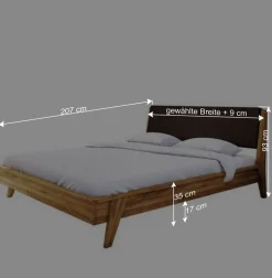 Wohnen Betten<190cm Bettrahmen aus Holz Wildeiche massiv - Hardus