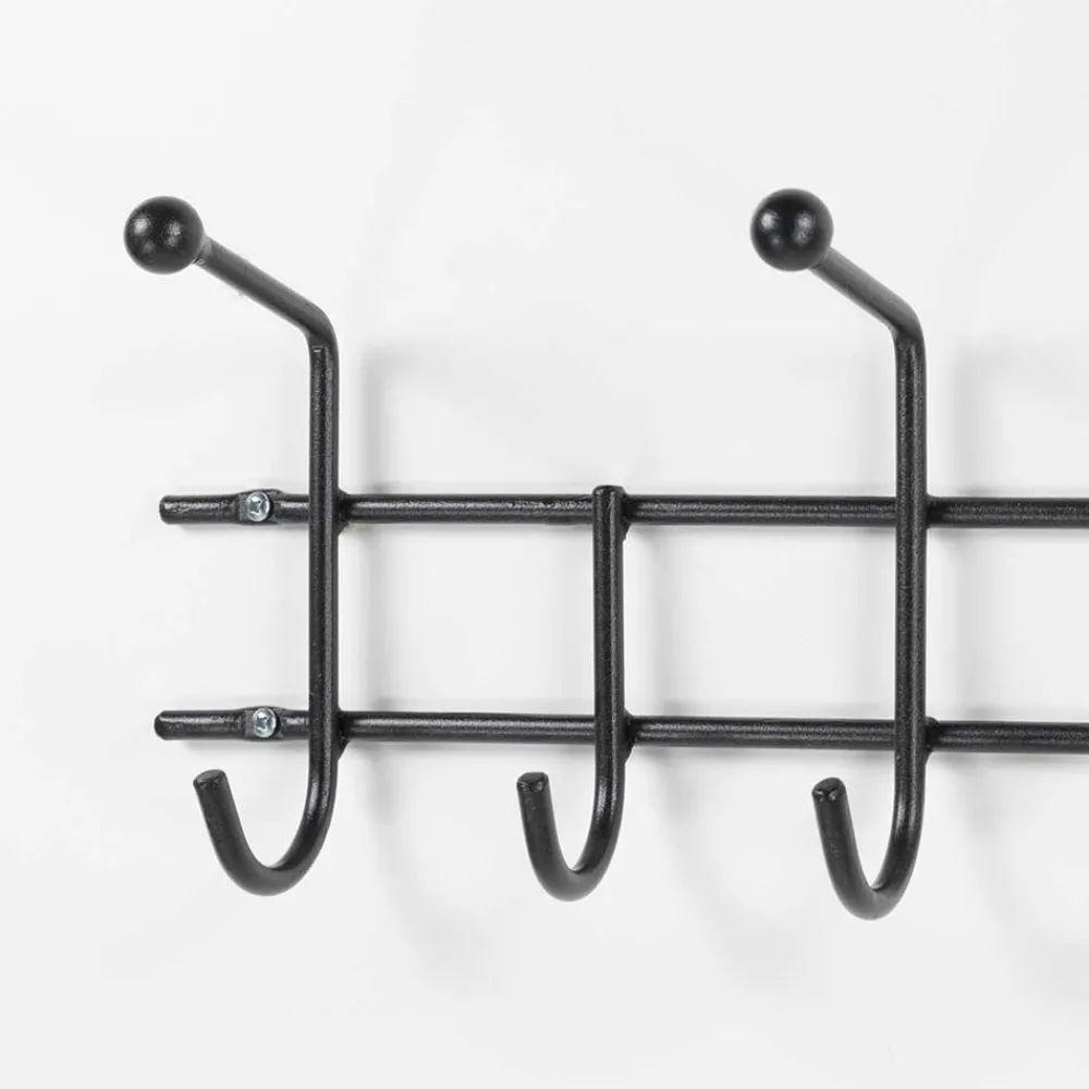 Wohnen Garderoben<119cm breite Hakenleiste aus schwarzem Stahl - Davadus