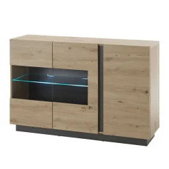 Wohnen Sideboards<138cm breite Kommode mit Glaseinsatz - Lairian