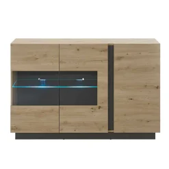 Wohnen Sideboards<138cm breite Kommode mit Glaseinsatz - Lairian