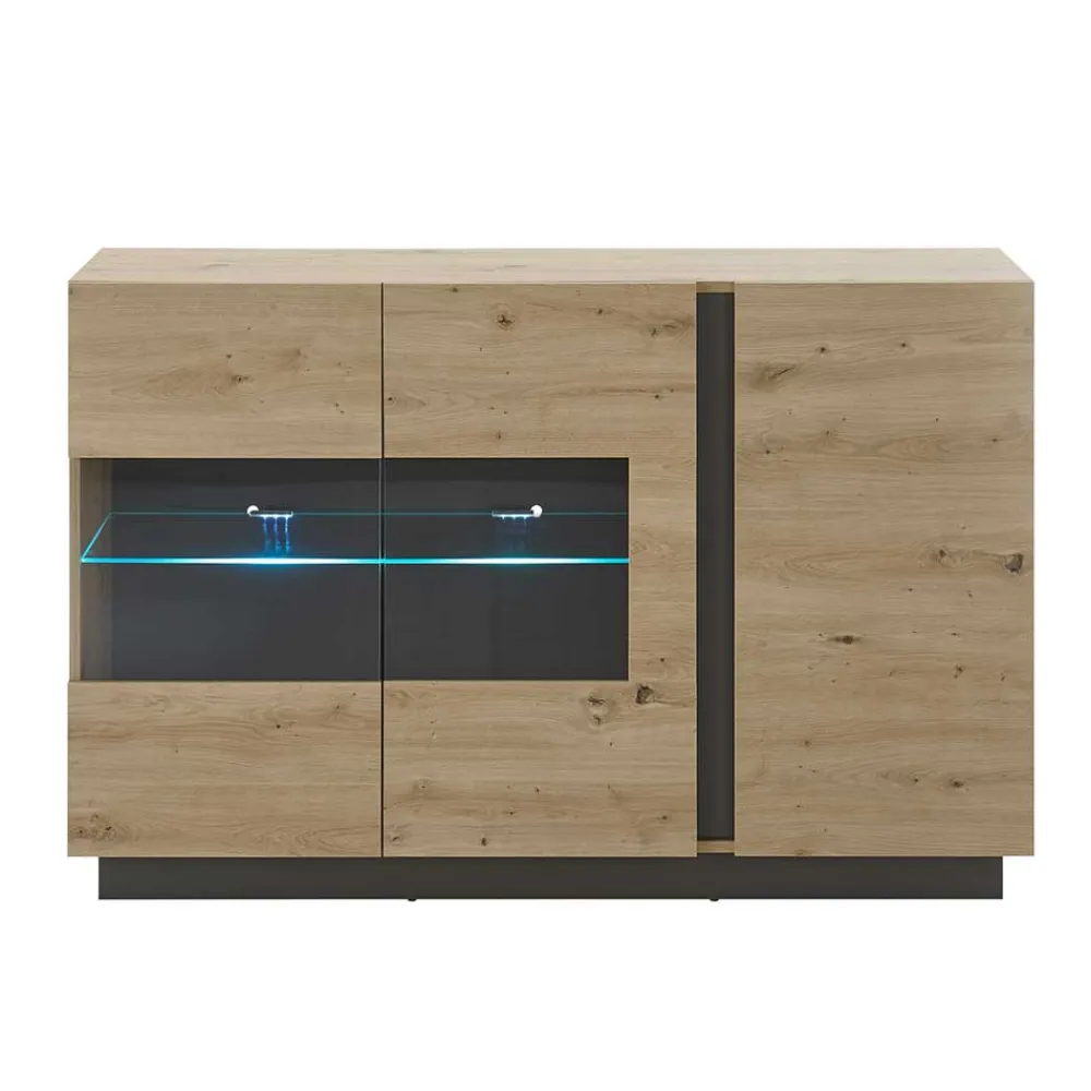 Wohnen Sideboards<138cm breite Kommode mit Glaseinsatz - Lairian