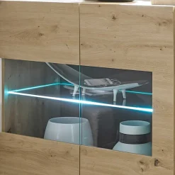 Wohnen Sideboards<138cm breite Kommode mit Glaseinsatz - Lairian
