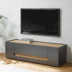 Wohnen Tv & Hifi-Möbel|Lowboards<140cm breiter TV Unterschrank in Anthrazit - Ahilav