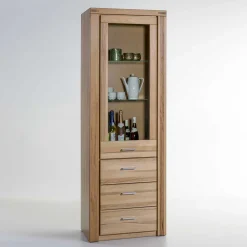 Wohnen Vitrinen<68cm breiter Vitrinenschrank in Kernbuche - Uhelia