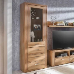 Wohnen Vitrinen<68cm breiter Vitrinenschrank in Kernbuche - Uhelia