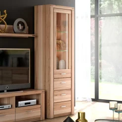 Wohnen Vitrinen<68cm breiter Vitrinenschrank in Kernbuche - Uhelia