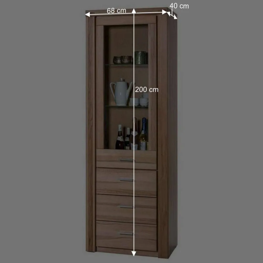 Wohnen Vitrinen<68cm breiter Vitrinenschrank in Kernbuche - Uhelia