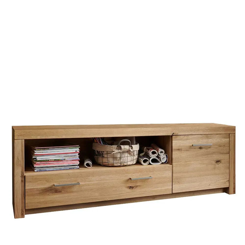 Wohnen Tv & Hifi-Möbel|Lowboards<170cm breites TV Board aus geölter Wildeiche - Loitons