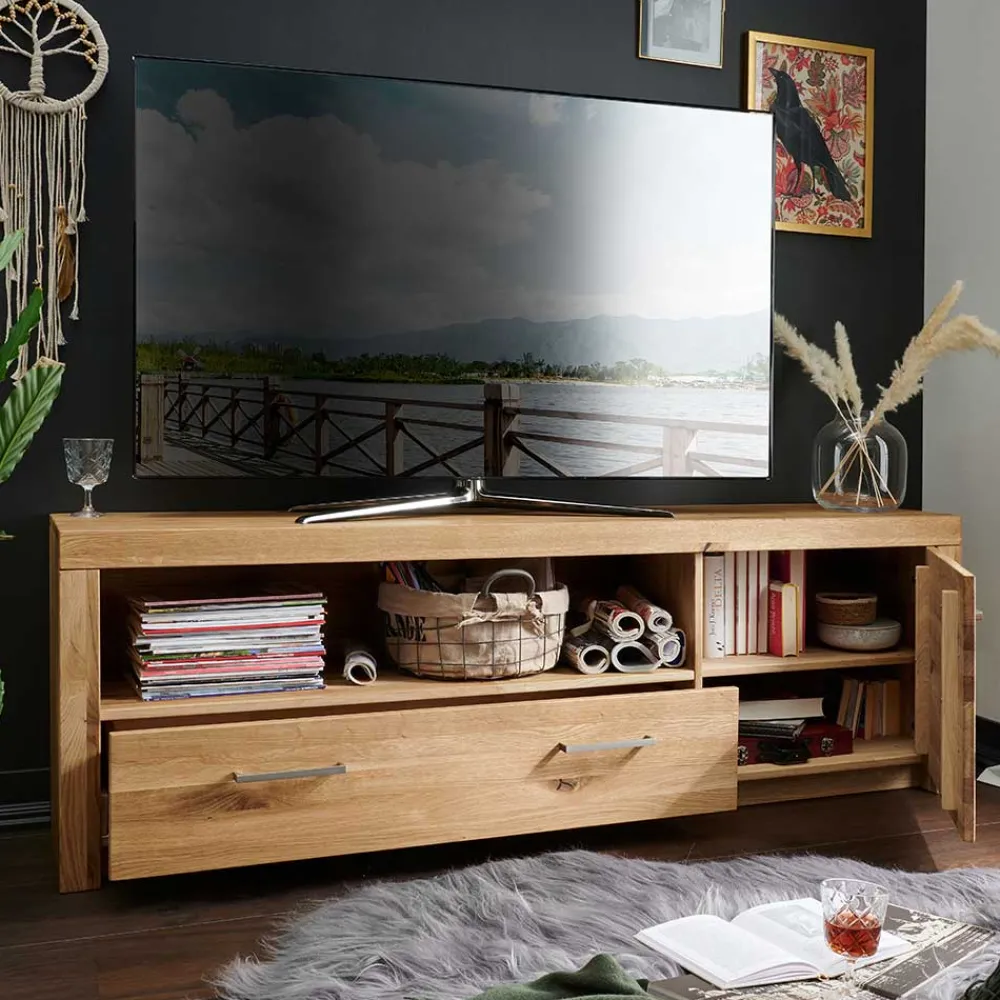 Wohnen Tv & Hifi-Möbel|Lowboards<170cm breites TV Board aus geölter Wildeiche - Loitons