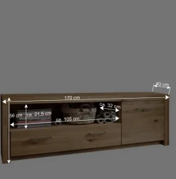 Wohnen Tv & Hifi-Möbel|Lowboards<170cm breites TV Board aus geölter Wildeiche - Loitons