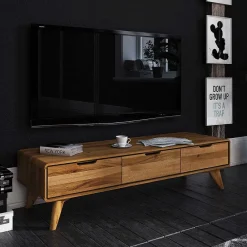 Wohnen Tv & Hifi-Möbel|Lowboards<134cm breites TV Board aus geölter Wildeiche - Eavy