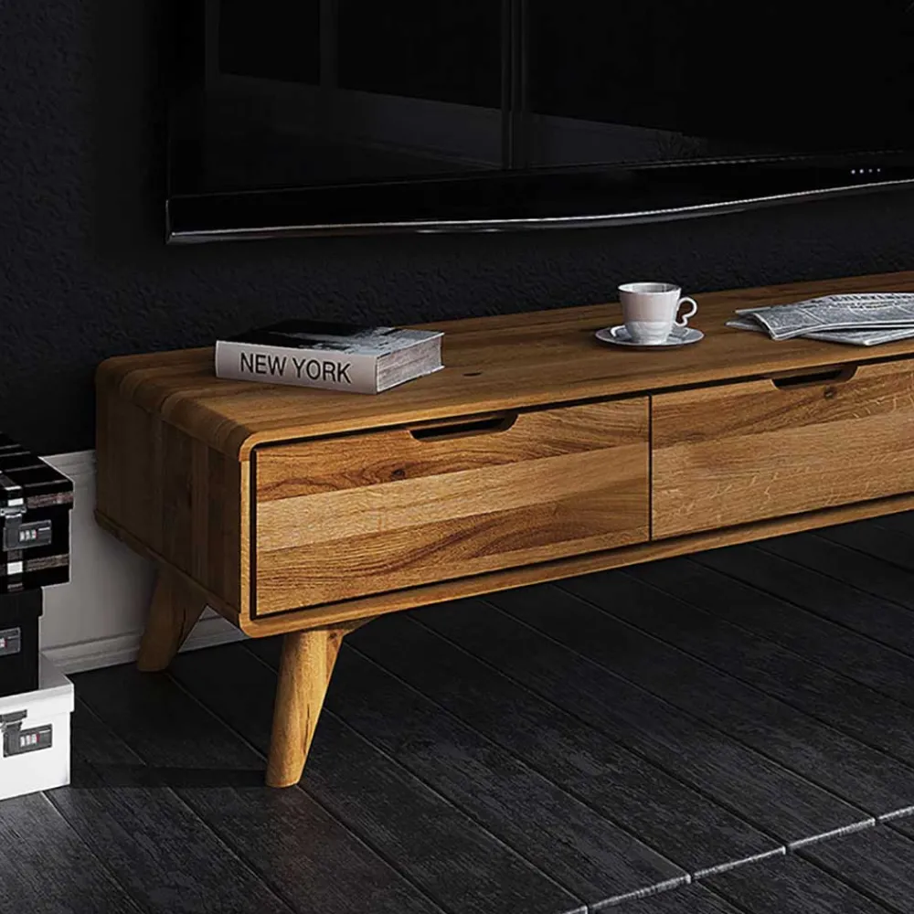 Wohnen Tv & Hifi-Möbel|Lowboards<134cm breites TV Board aus geölter Wildeiche - Eavy