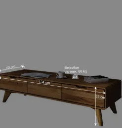 Wohnen Tv & Hifi-Möbel|Lowboards<134cm breites TV Board aus geölter Wildeiche - Eavy
