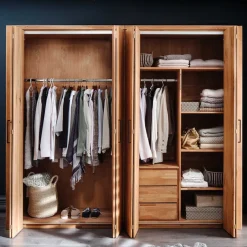 Wohnen Kleiderschränke<246cm Falttüren-Kleiderschrank Wildeiche - Mascadona