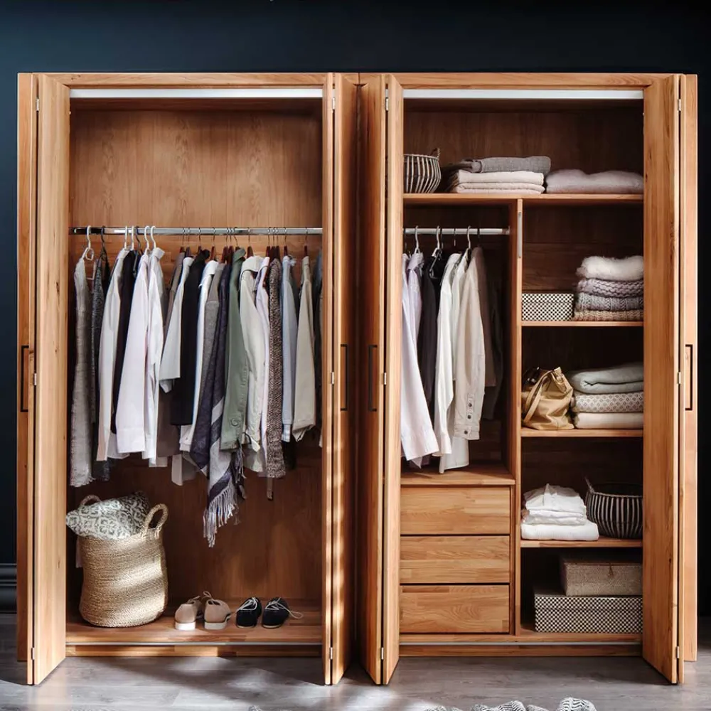 Wohnen Kleiderschränke<246cm Falttüren-Kleiderschrank Wildeiche - Mascadona