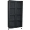 Wohnen Vitrinen|Schränke<195cm hohe Industry Vitrine in Schwarz - Meciva