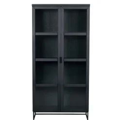 Wohnen Vitrinen|Schränke<195cm hohe Industry Vitrine in Schwarz - Meciva
