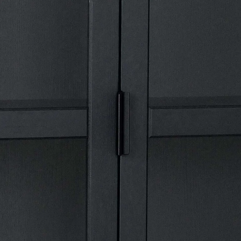 Wohnen Vitrinen|Schränke<195cm hohe Industry Vitrine in Schwarz - Meciva