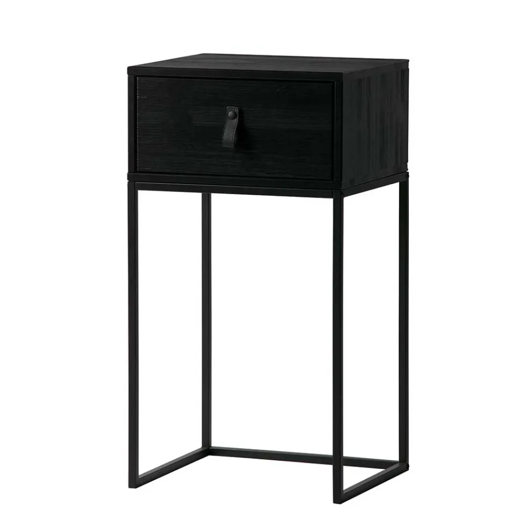 Wohnen Kommoden<74cm hohe Nachtkonsole in Schwarz lackiert - Fronco