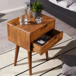 Wohnen Kommoden<66cm hohe Retro Nachtkommode aus Holz - Verlago