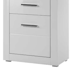 Wohnen Vitrinen<142cm hohe Vitrine in Hochglanz Weiß Yulis 2-türig mit Glaseinsatz