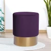 Wohnen Hocker<42cm hoher Rundhocker mit Samt in Violett - Elvadia