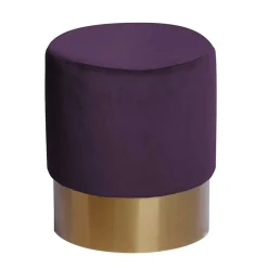 Wohnen Hocker<42cm hoher Rundhocker mit Samt in Violett - Elvadia