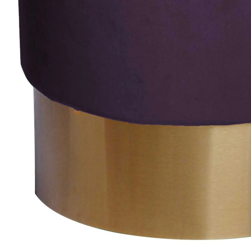 Wohnen Hocker<42cm hoher Rundhocker mit Samt in Violett - Elvadia