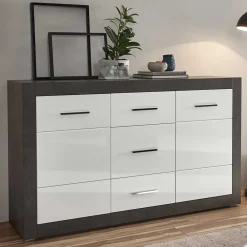 Wohnen Sideboards<97cm hohes Hochglanz Sideboard in Weiß - Istensa