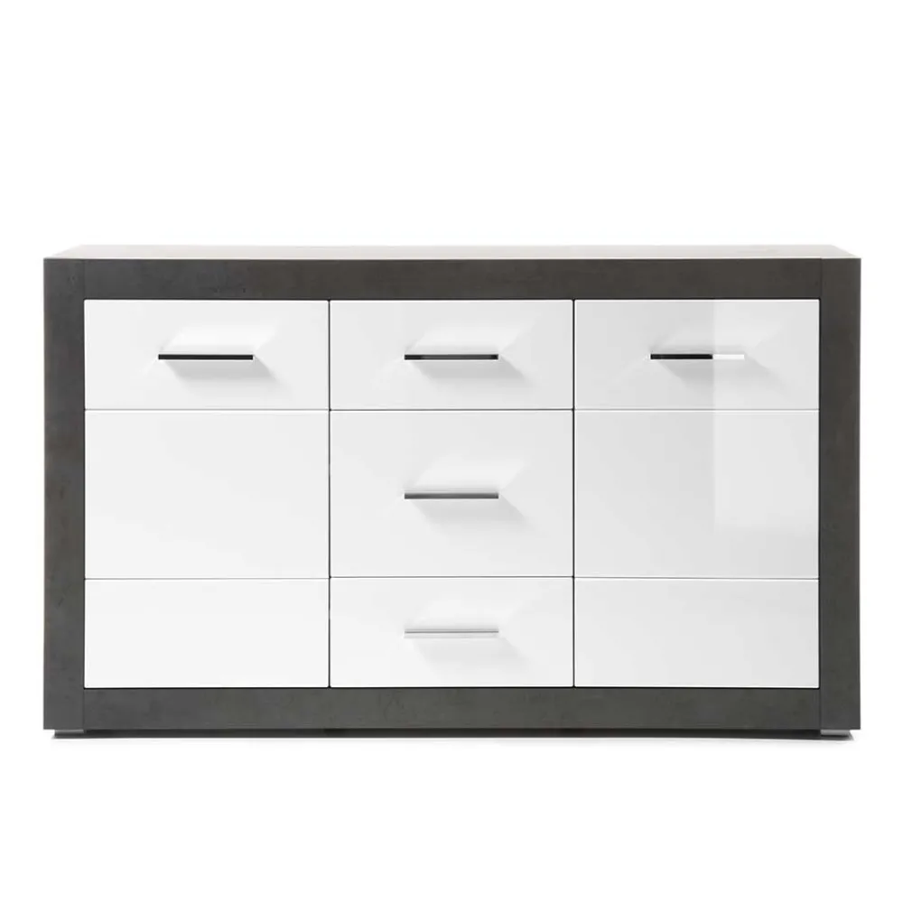 Wohnen Sideboards<97cm hohes Hochglanz Sideboard in Weiß - Istensa