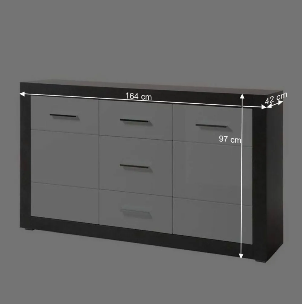 Wohnen Sideboards<97cm hohes Hochglanz Sideboard in Weiß - Istensa