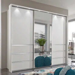 Wohnen Kleiderschränke<250cm Kleiderschrank in Weiß Glas & Spiegel - Kitts