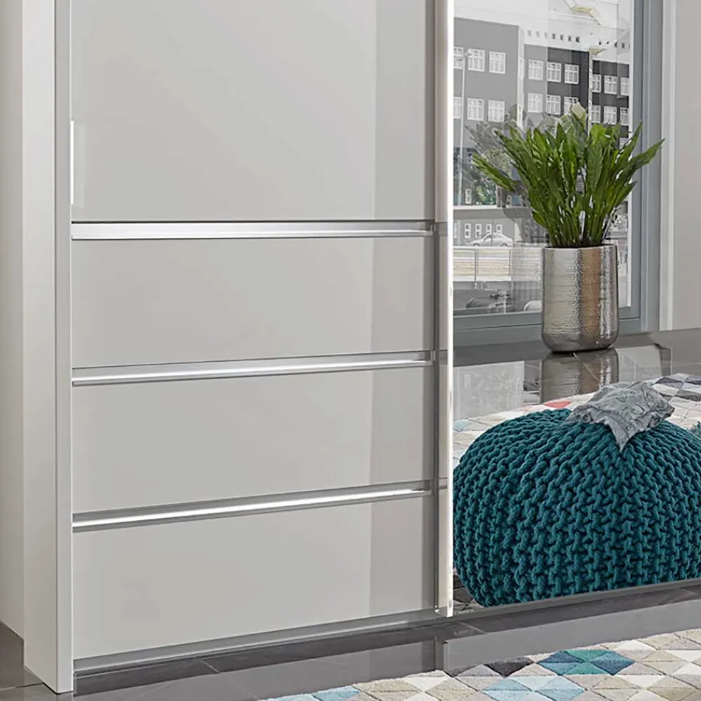 Wohnen Kleiderschränke<250cm Kleiderschrank in Weiß Glas & Spiegel - Kitts