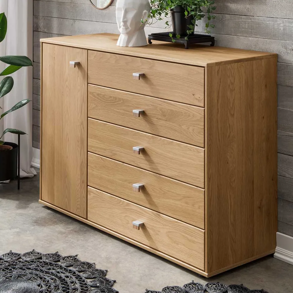 Wohnen Sideboards<120cm Kombi Kommode aus Eiche Massivholz - Emdsiva