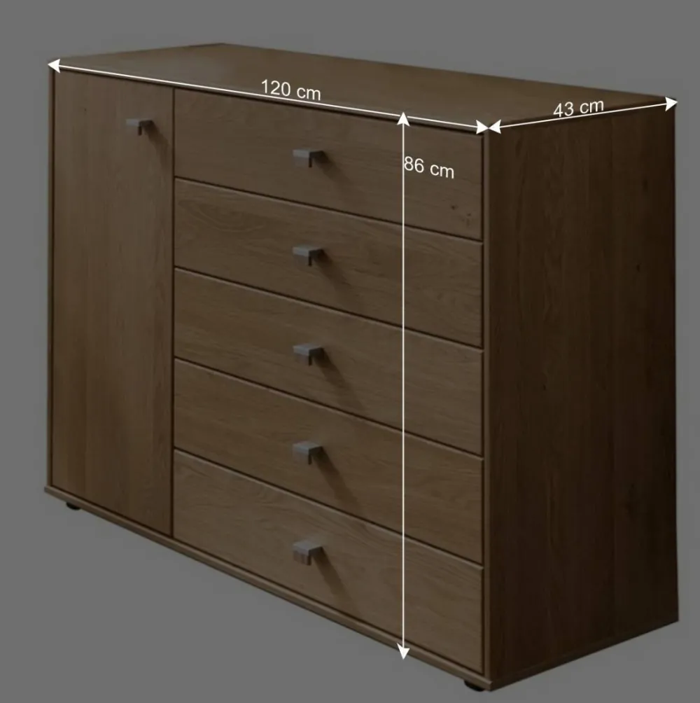 Wohnen Sideboards<120cm Kombi Kommode aus Eiche Massivholz - Emdsiva