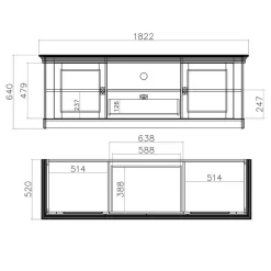 Wohnen Wohnwände<367cm Landhaus Anbauwand Set - Diatara (vierteilig)