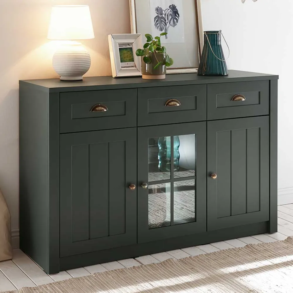 Wohnen Sideboards<130cm Landhaus Sideboard in Dunkelgrün - Niestov